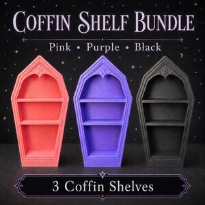 Coffin Shelf Bundle Set of 3, Pink Purple Black Gothic Mini Display Shelves,